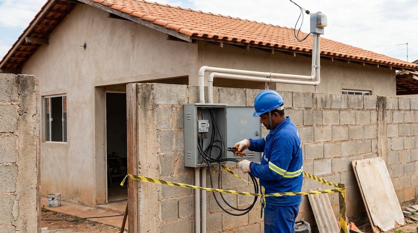 Eletricista instalando padrao de energia em Vitória‑ES