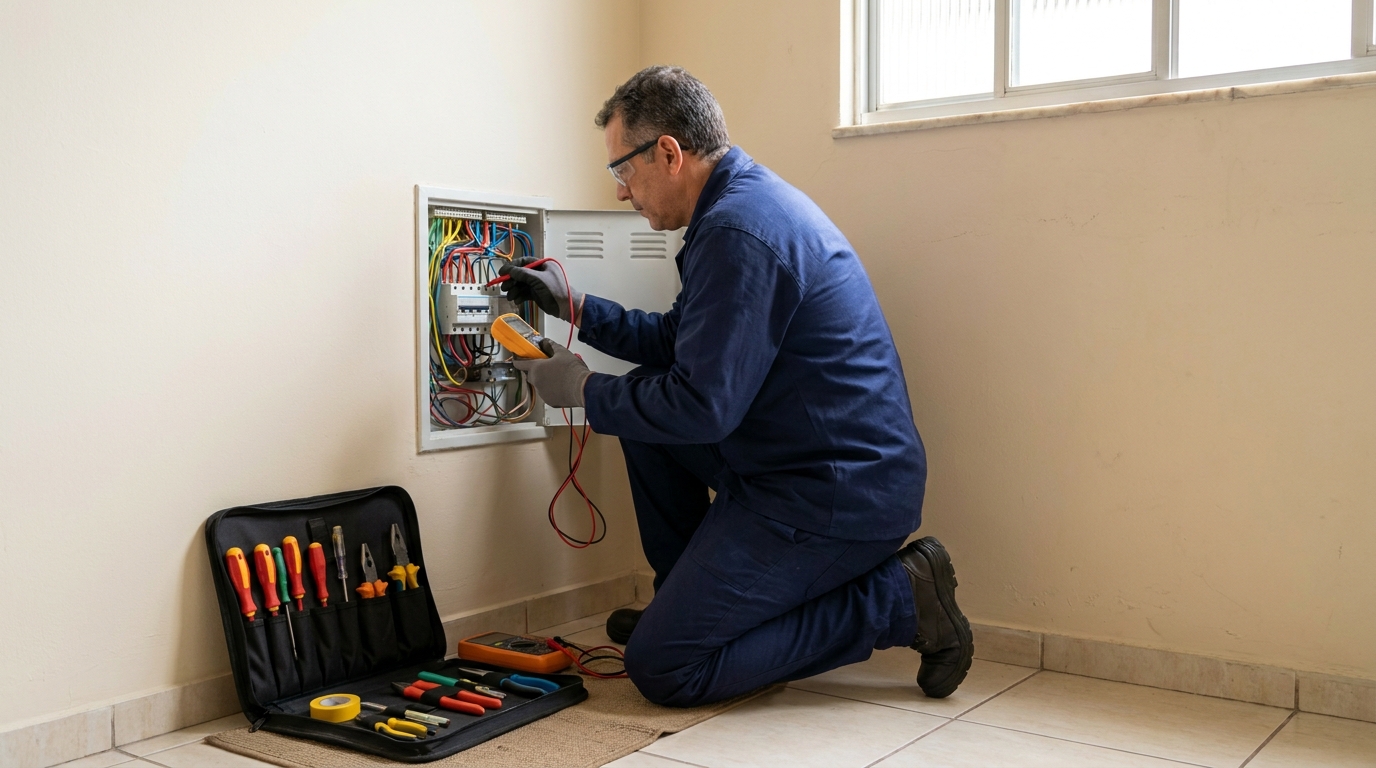 Eletricista atendendo em residência em Vitória‑ES