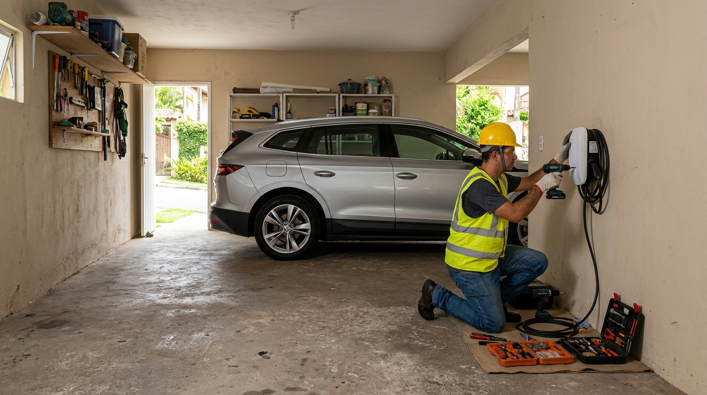Instalacao de carregador de carro eletrico residencial em Vitória‑ES