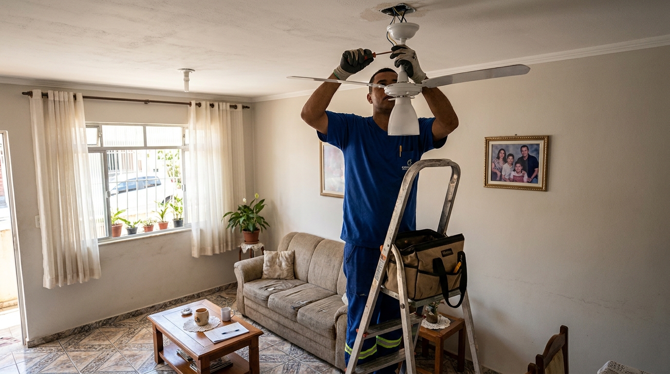 Instalacao de ventilador de teto residencial em Vitória‑ES